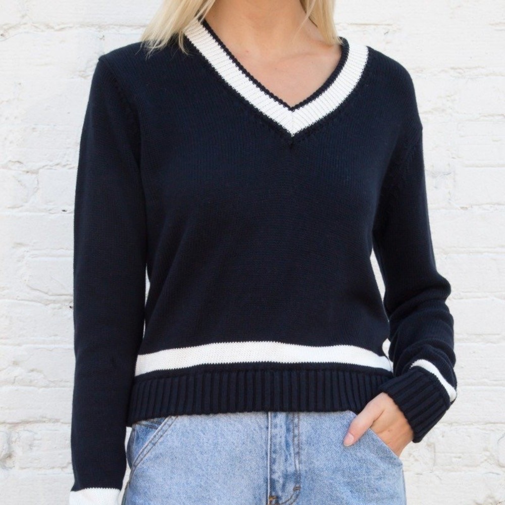 brandy melvile leigh striped sweater navy- currently not sold